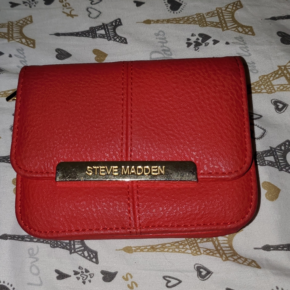 All red Steve Madden wallet